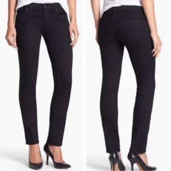 Kut From The Kloth Women's Mid Rise Black Straight Leg Jeans Size 4S - Picture 1 of 9
